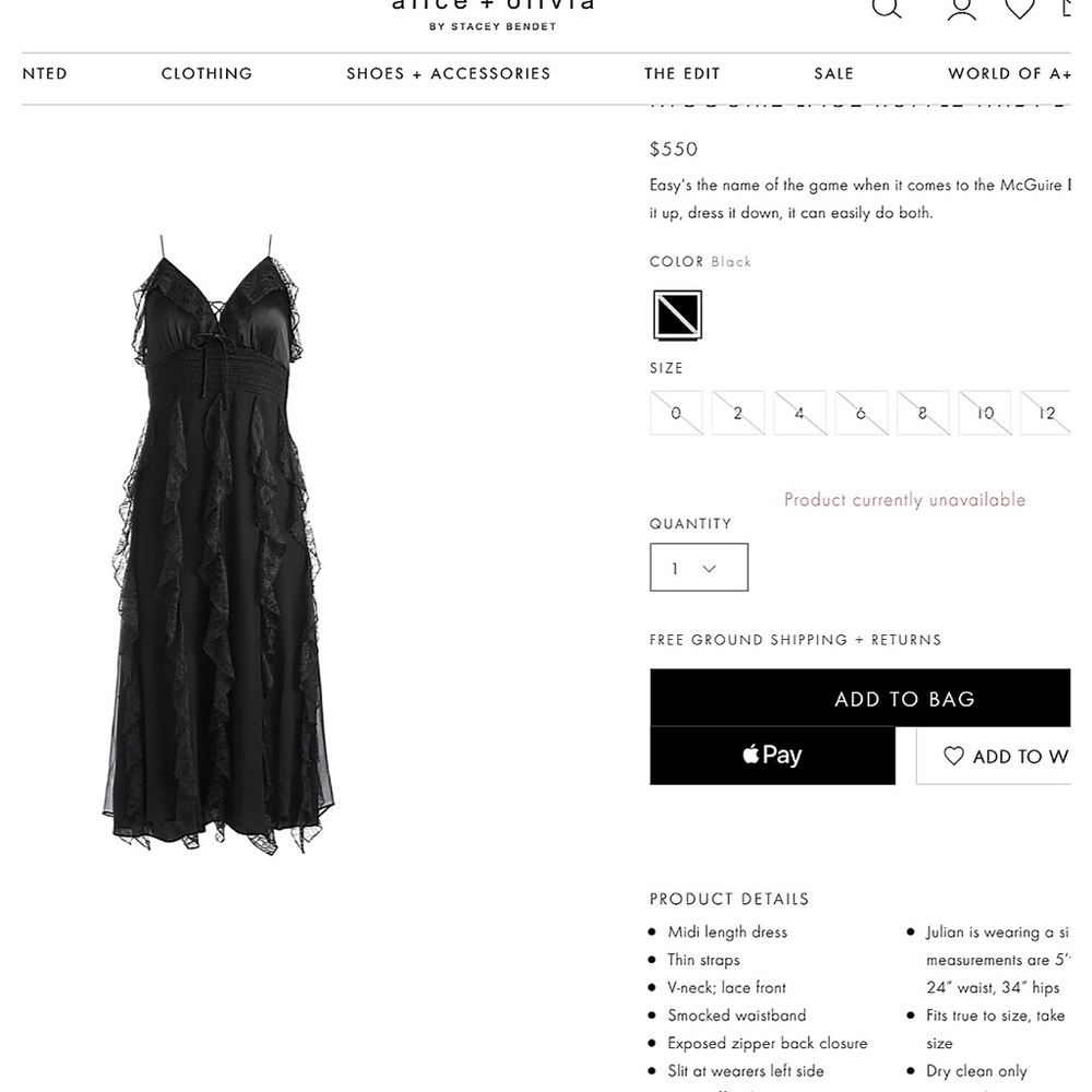Alice + Olivia McGuire Lace & Silk Blend Black Midi Dress - Picture 4 of 17